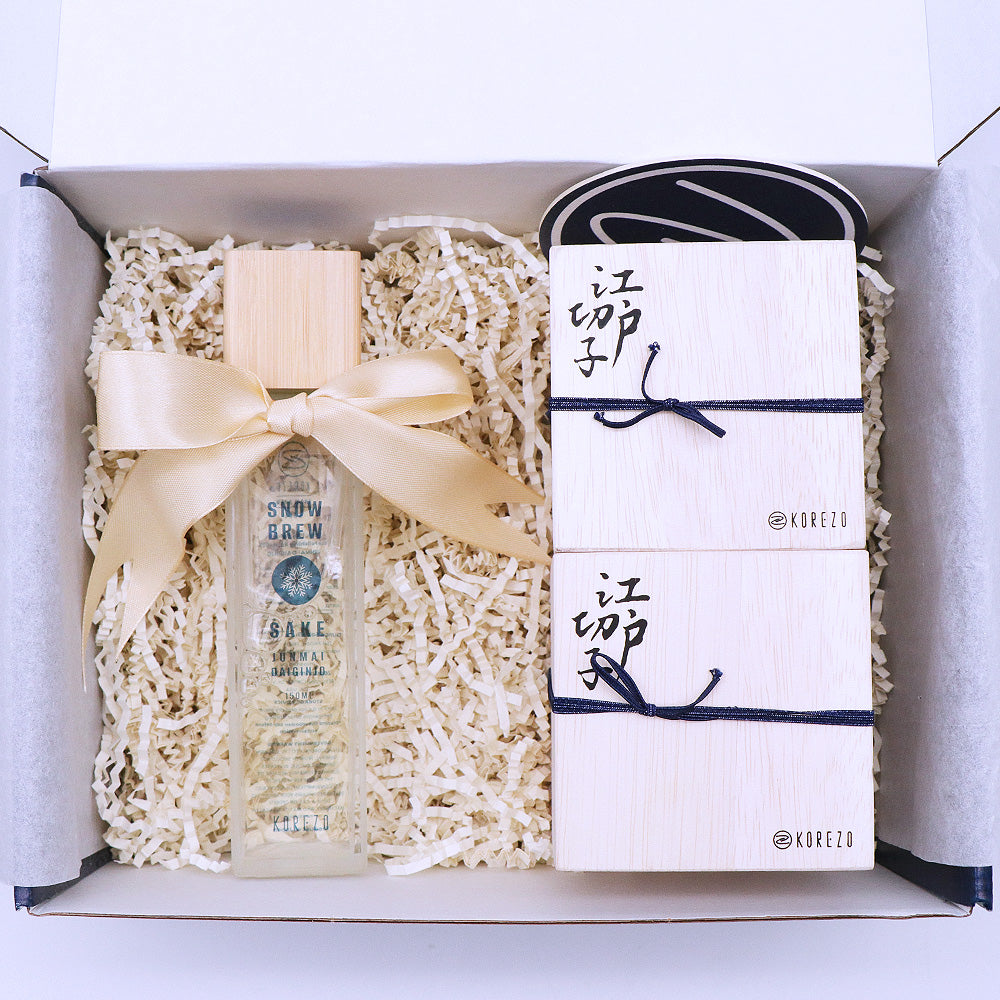 Japanese Sake KOREZO Original Snow Brew sake x1pc, sake glass x2