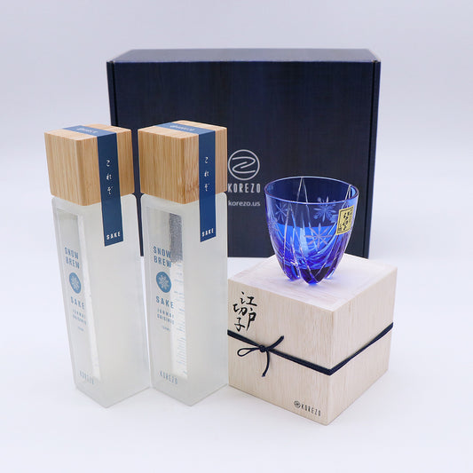 Japanese Sake KOREZO Original Snow Brew sake x2pcs, sake glass x1