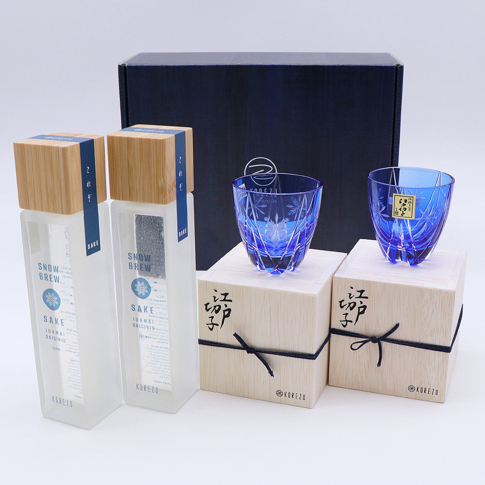 Japanese Sake KOREZO Original Snow Brew sake x2pcs, sake glass x2